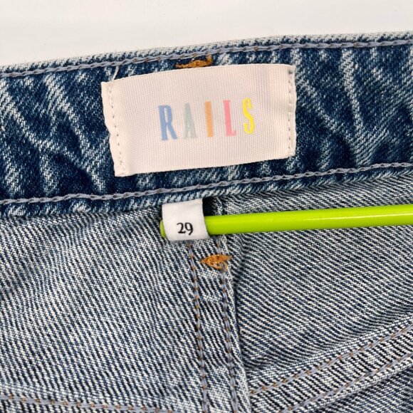 Rails Medium Blue Distressed Wide Leg Jeans Size 29 Raw Hem Cotton Denim - Picture 16 of 16